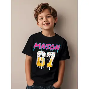 Six Seven Ice Cream Drip Sport 67 Fun Funny Awesome Graphic Kid T-Shirt Casual Kid T Shirts Street Style Tees Tops for Kid