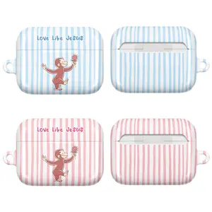 Love Like Jesus Curious George AirPods Case for AirPods 1 2 3 4, AirPods Pro 1 2 3, Christian Bible Verse Aesthetic Earbuds Cover, Cute Faith Protective Case