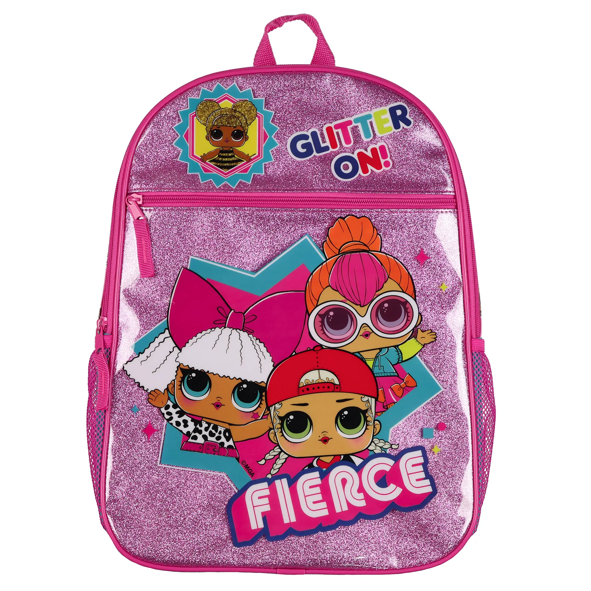 LOL Surprise Backpack 16" Glitter On! Queen B Diva Neon Q.T. and M.C. Swag Book Bag