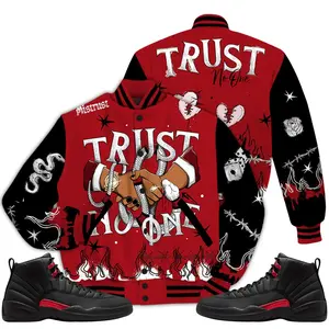 Bloodline 12s Outfit Varsity Jacket, Trust No One Heart Streetwear Sneaker Matching Shirts