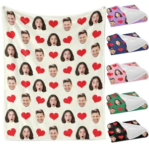 Custom Blanket with Face Picture,  Fleece Photo Blankets, Personalized Throw Blanket Gift for Dad, Mom, Kids, Dogs, Friends or Lover Birthday