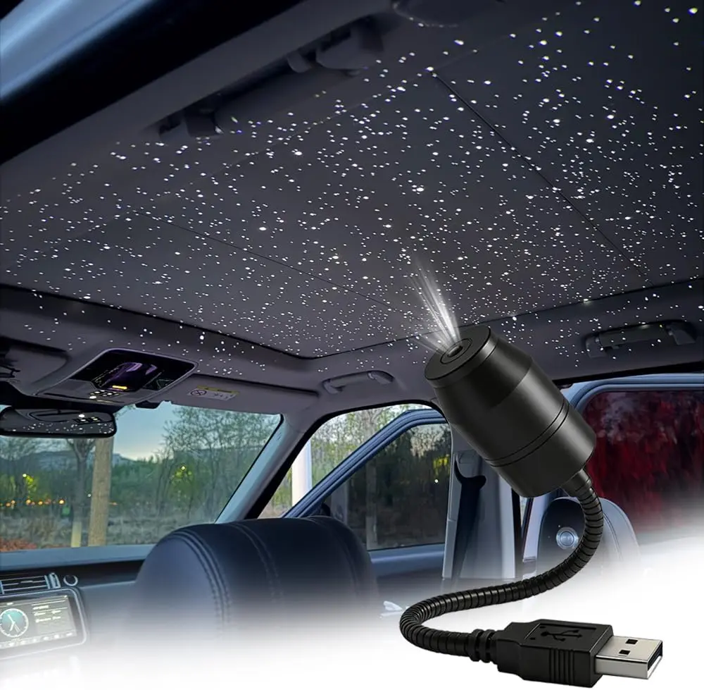 Ultra-High-Definition Car & Galaxy Novelty Lighting Projector, USB Star Night Lamp with 360° Gooseneck & Dimmer, Room Accessories for Bedroom Ceiling Decor, Chill/Gaming Room Accessories to Light Up Your Space