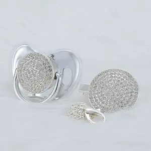 MIYOCAR Sparkling Gold Pacifier & Clip Gift – Ideal for Christenings, Baby Showers & Memorable Moments