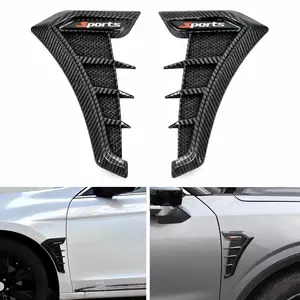 2PCS Car Fender Side Vents, TPU Carbon Fiber Shark Gill Spoiler, Air Flow Intake Hole Grille Decorative Sticker, Universal Fender Trim Cover Auto Exterior Accessories