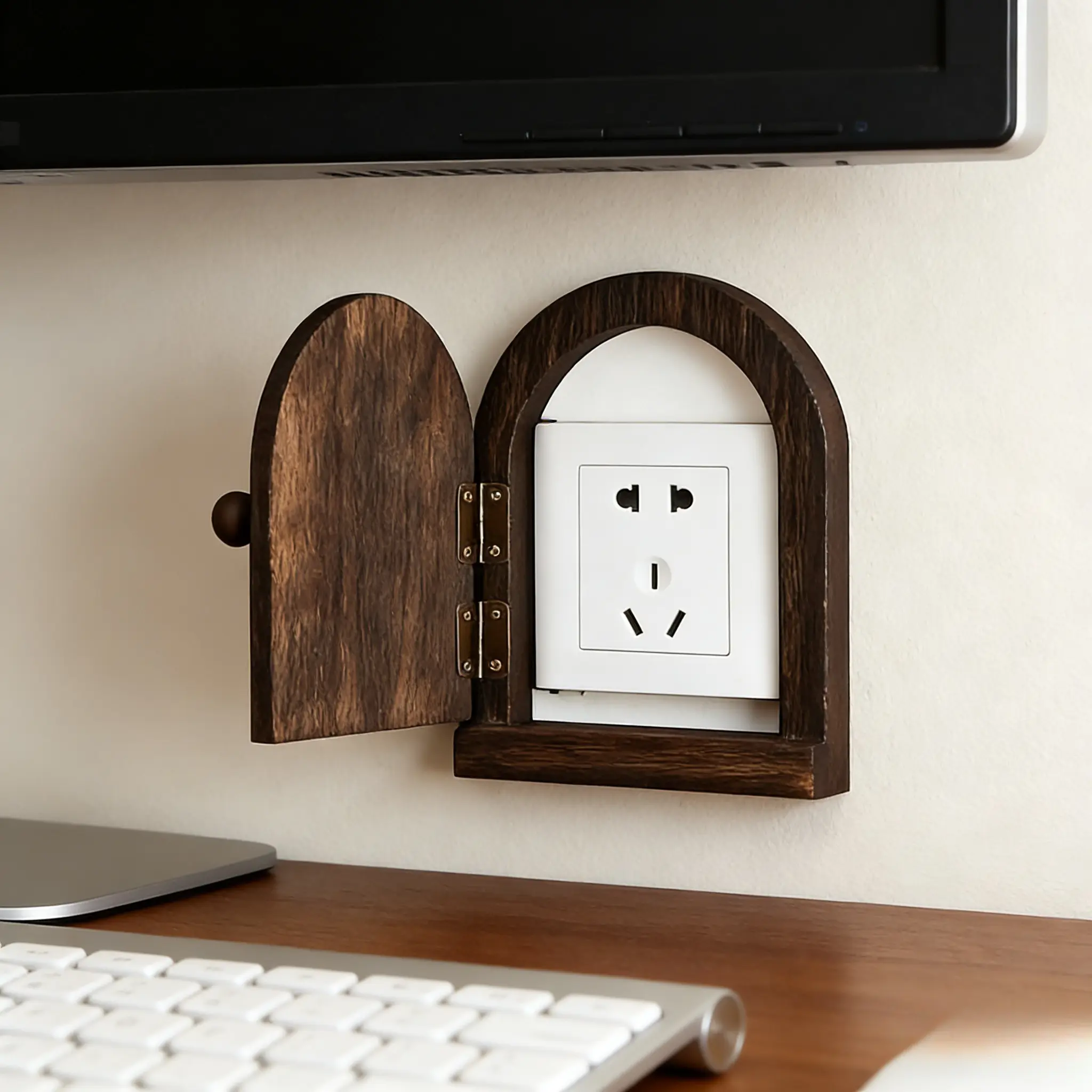 Handmade Wooden Power Outlet Cover, Dustproof Decorative Socket, Wall Mounted for Living Room, Bedroom, Gaming Room, Hotel, Kitchen, Elegance, Appeal, Versatile