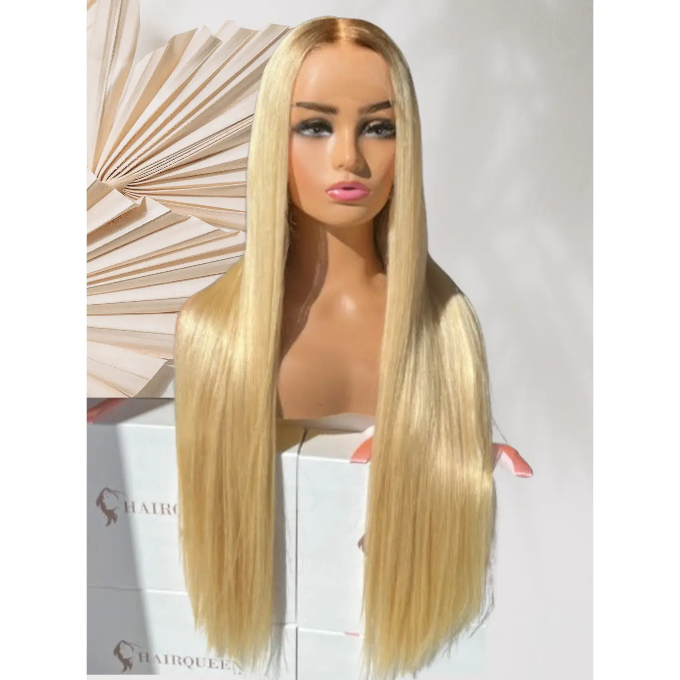 Madison Frontal Lace Synthetic Wig - Blonde Toned, Custom Color, Straight Cut Design, Blonde Toned Wig, Synthetic Fiber, Lace Front, Step Out, Adults, No, Synthetic Fibers, Blonde Bombshells