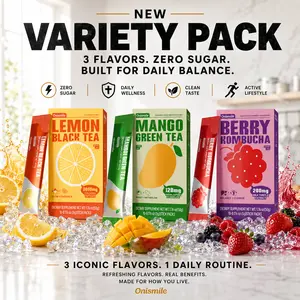 Onismile 3 Flavors - Variety Pack Powdered Drink Mix Powder Packets Water Enhancer Water Flavor Packets Natural 3 Flavors Lemon Black Tea + Mango Green Tea + Berry Kombucha Zero Sugar Low Calorie On-the-Go Stick Single Servings