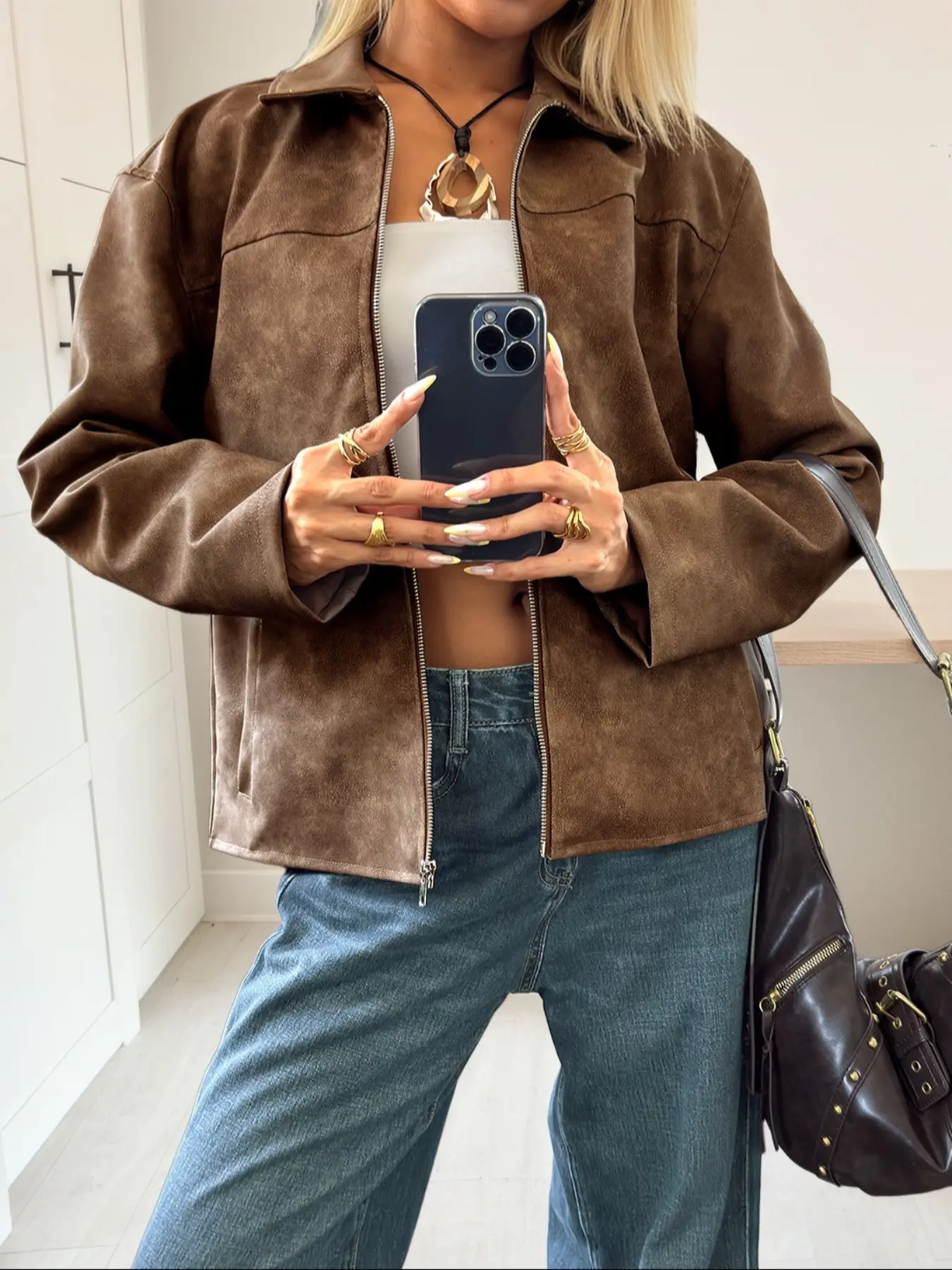 Faux Suede Jacket, Zipper Loose Fit Coat, Everyday Casual Street Style, Short Vintage Suede Jacket, Casual Fashionable Jacket, Soft PU Leather Outerwear, Womenswear Tops, Basic, Lady