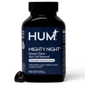 HUM Mighty Night - Nighttime Skin Supplement + CoQ10 & Ferulic Acid to Promote Skin Cell Renewal, Nighttime Beauty Vitamins for Women (60 Count) HUM Mighty Night - Nighttime Skin Supplement + CoQ10 & Ferulic Acid to Promote Skin Cell Renewal, Nighttime Beauty Vitamins for Women (60 Count)