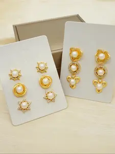 Fashion Faux Pearl Decorated Earrings Set, Boho Style Jewelry for Party, Daily Clothing Decor, Trendy All-match & Exquisite Jewelry for Birthday Gift