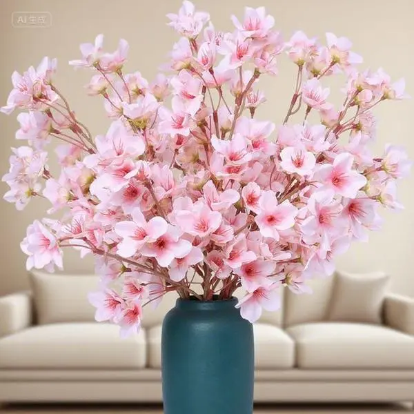 16" Silk Faux Cherry Blossom Branches Artificial Flowers for Home Decor Spring Wedding Bouquet Japanese Style Table Centerpiece Bedroom Party Decoration Reusable Realistic Pink Floral Arrangement Decorative Fruit Plants Ornaments White vintage home decor