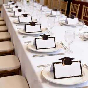 20Pcs Graduation Hat Design Seat Cards, Blank Paper Name Tags, Vertical Cards, Ideal for 2026 Graduation Ceremony, Party Table Center Decorations