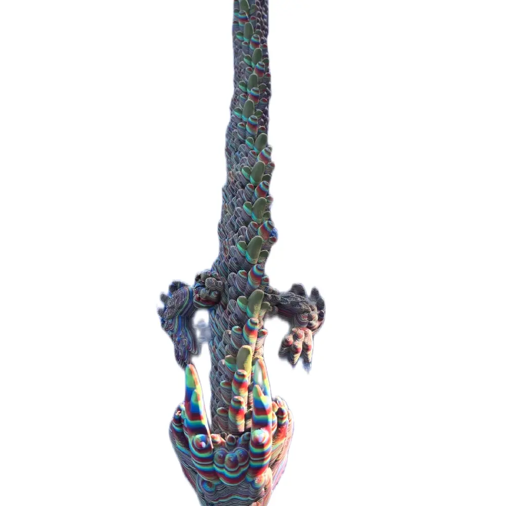 4.5 ft x 5.5 in Artistic Dark Rainbow Articulated Flexi Dragon Figurine - Collectible Home Decor Statue for Home Supplies Display, Collectibles