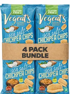 Vegeat’s Sea Salt Chickpea Chips – Vegan Gluten Free Healthy Snack, Oven Baked High Fiber Chips (4 Pack)