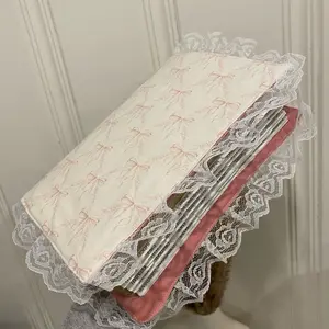 Handmade bible cover fabric cotton, Bible slip on protector with cute design bows