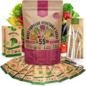 55 Vegetable Seeds Variety Pack: Non GMO Heirloom 35,600 Seeds