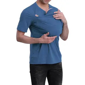 Mens Pocket T-Shirts, Dad Kangaroo Shirt for Baby, Kangaroo Pocket T-Shirt for Men and Women Cotton Menswear(Raincoats)(Sheets)