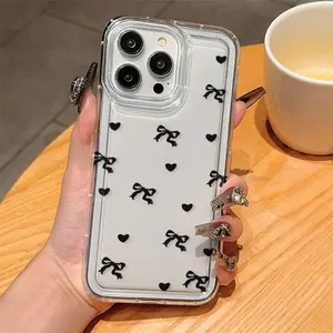 Bowknot Pattern Clear Phone Case, Cute Phone Protective Cover, Phone Accessory Compatible with iPhone 16 15 14 13 12 11 Plus/Pro/Pro Max