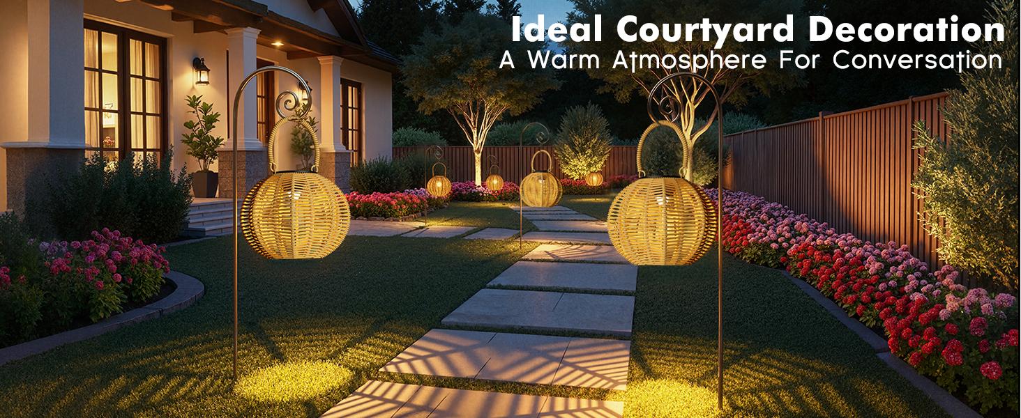Solar Garden Light, 2 Pack Solar Handmade Woven Rattan Pumpkin-shaped Lantern, Outdoor Solar Garden Light, Waterproof Solar Light, Suitable for Patios, Yards, Porches, Pathways, Decorative Lighting