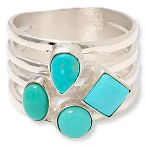 Mine Finds by Jay King Sterling Silver Campitos Turquoise 4-Row Ring