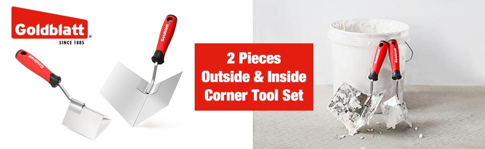 #backtoschool Goldblatt 2 Pack Drywall Corner Tool Set, 5'' Outside Corner Knife & 3-1/2'' Inside Corner Knife, with Soft Grip Handle - Stainless Steel Sheetrock External Corner Trowel & Internal Corner Trowel #backtoschool Goldblatt 2 Pack Drywall Corner Tool Set, 5'' Outside Corner Knife & 3-1/2'' Inside Corner Knife, with Soft Grip Handle - Stainless Steel Sheetrock External Corner Trowel & Internal Corner Trowel