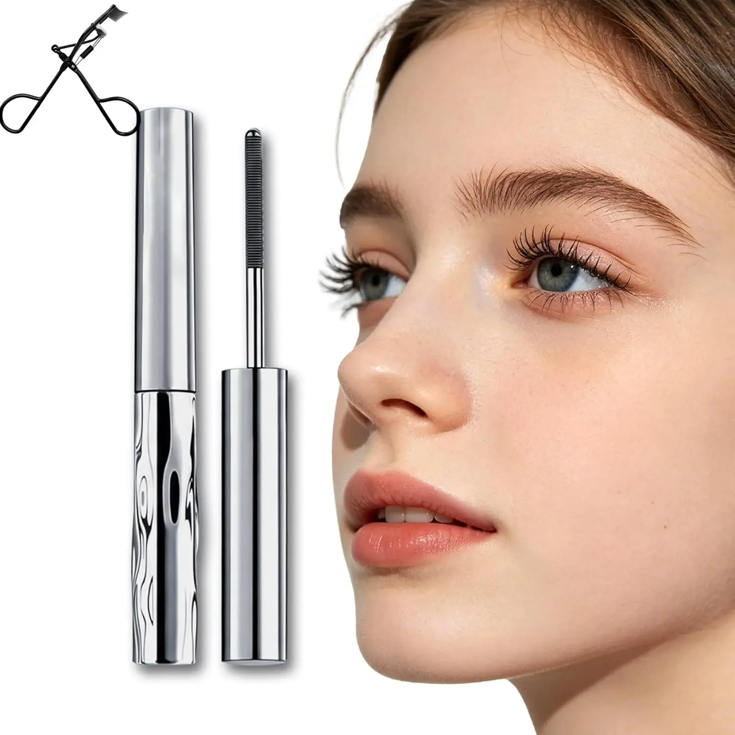 Women's 2026 Upgraded Metal Wand Mascara set （Free gift: eyelash curler） 7D Curling, Ultra-Slim Precision Wand, Smudge-Proof, Long-Lasting, Waterproof Tubing Formula, Lengthening & Volumizing Eyelash Makeup
