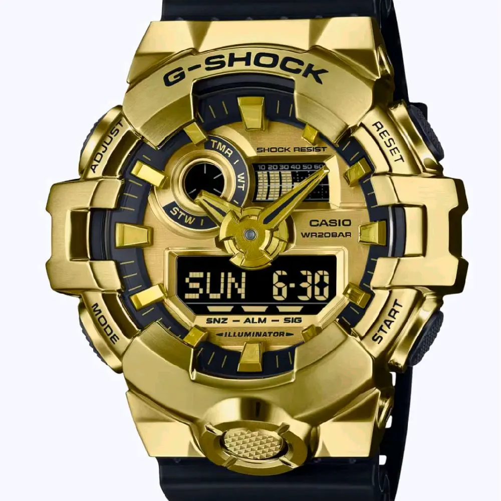 GM700G-9A New G shock G Steel black and gold stainless steel  dual time men' s watch