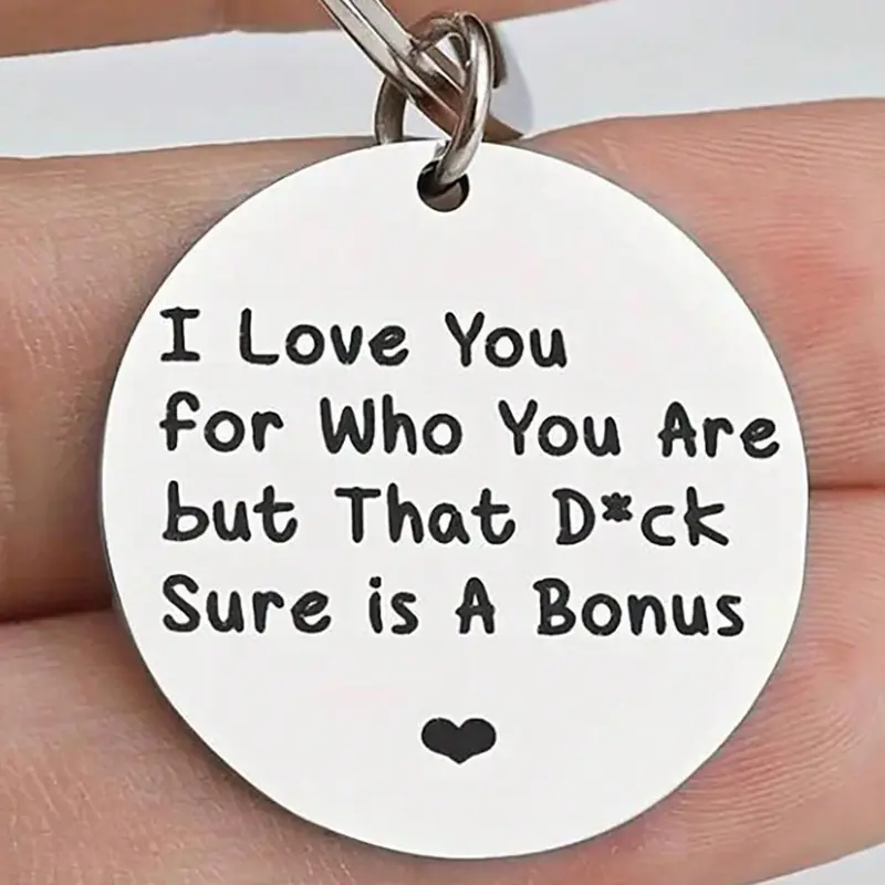 Stainless Steel Slogan Keychain with Personalized Heart Tag for Women and Men, Fashion Accessories for Daily Use, Trendy Versatile Exquisite Keychain, Birthday Gift