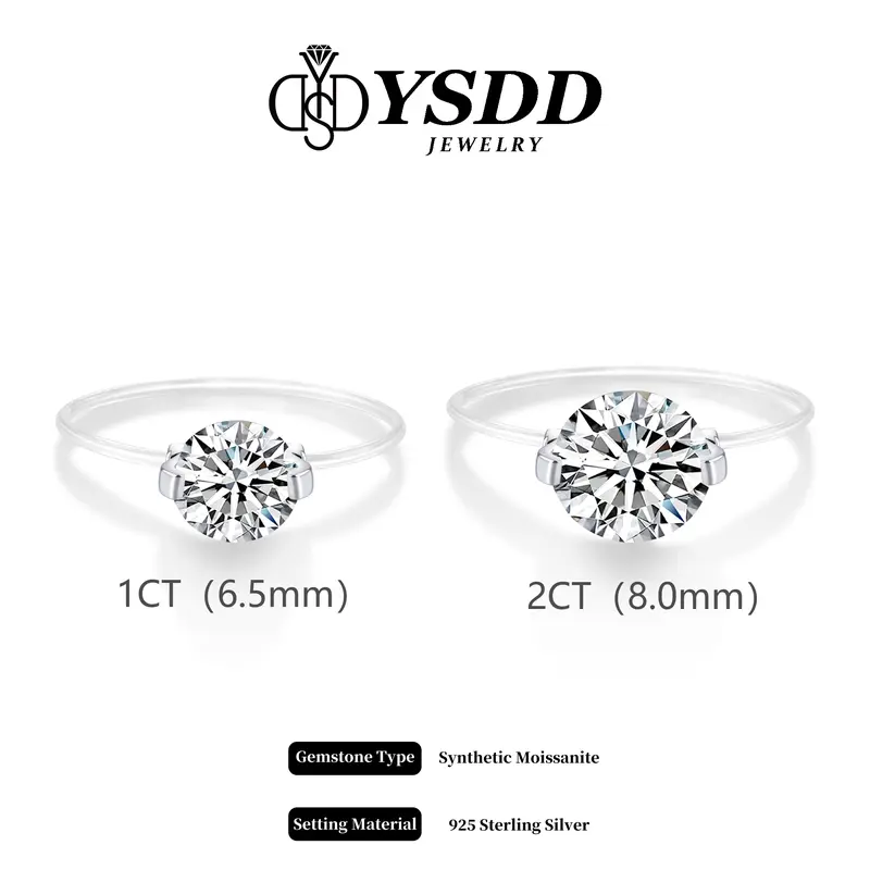 【#452 Invisible Ring】1-2CT Moissanite Enhanced Nylon Thread Band vvs Synthetic Moissanite Rings in 925 Sterling Silver Invisible Ring