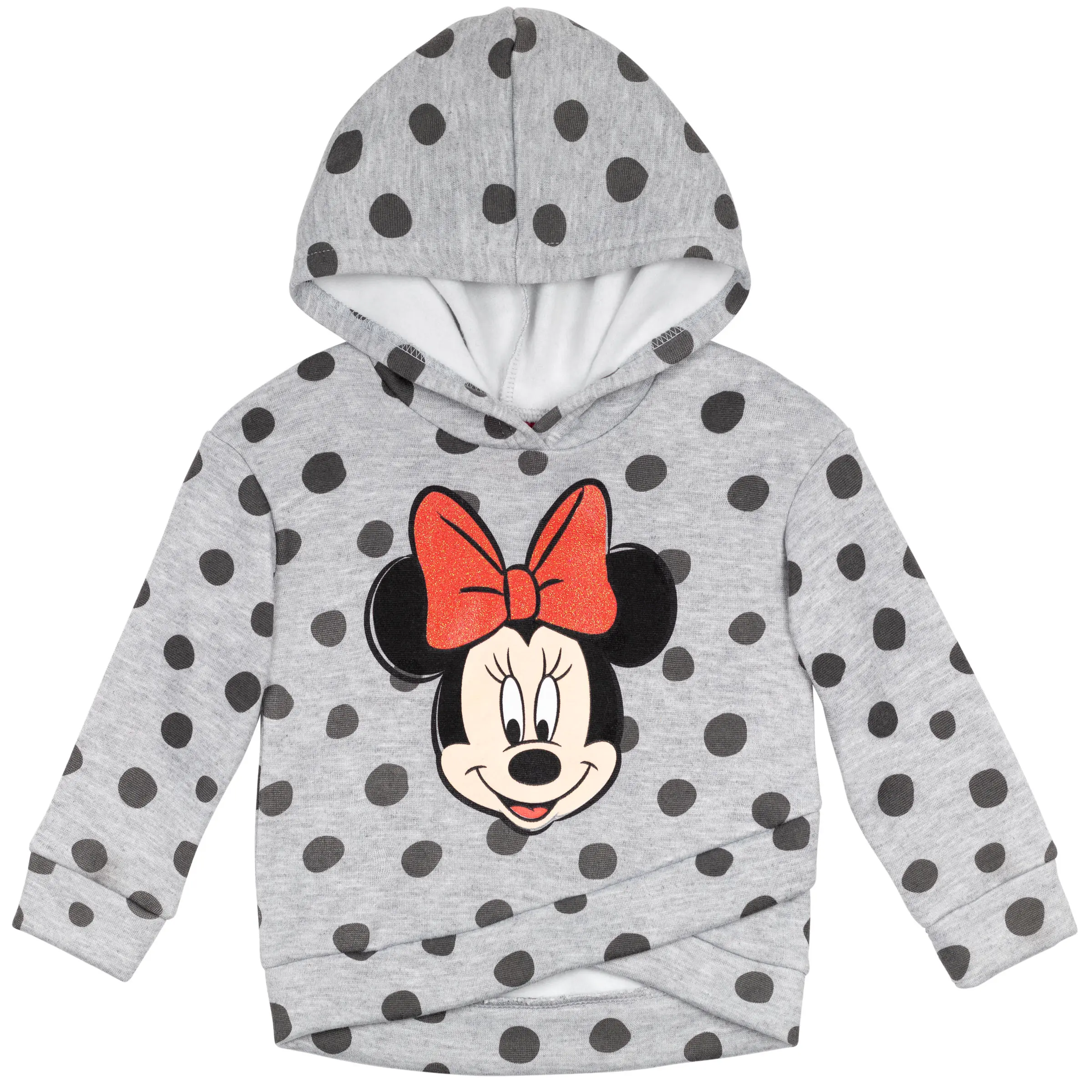 Disney Minnie Mouse Toddler Girls' Glitter Long-Sleeve Fleece Hooded Sweatshirt, 3T Cartoon Top for Baby & Kids, Bow