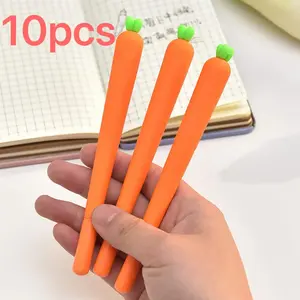 10-Pack Carrot Pens, Cute Carrot Design Writing Tools, Durable Medium Ballpoint Tips, Smooth Writing, Quick-Dry Ink, School & Office Use, Writing Stationery