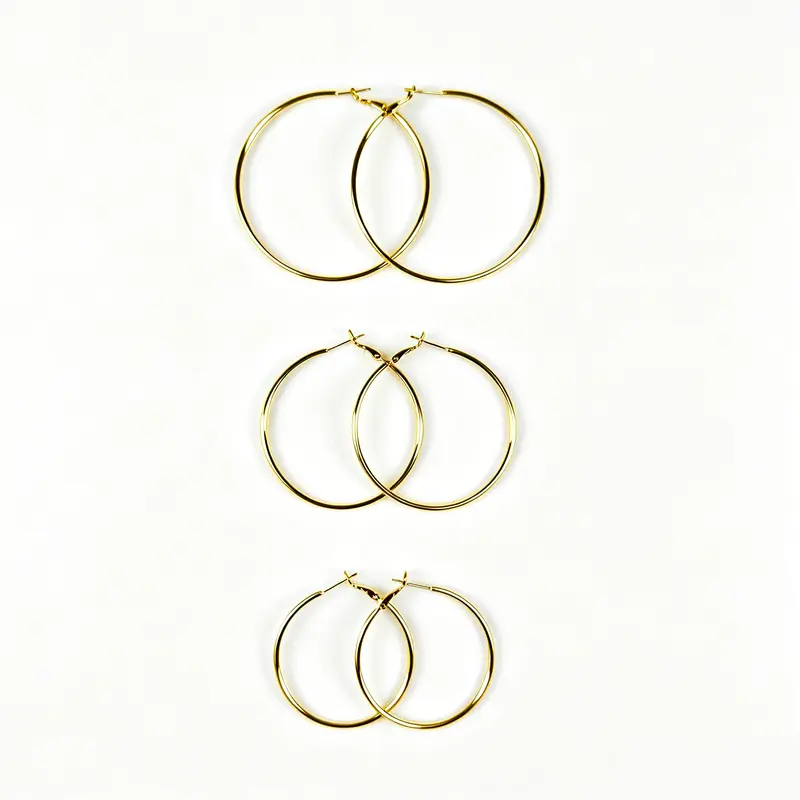 Women's 3-Pair Earring Stack - 40/50/60mm Silver & Gold Layered Hoop Earrings, 14K Gold Plated, Hypoallergenic, Lightweight Dangle Costume Jewelry