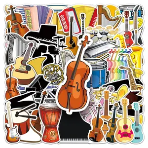 50 pcs Musical Instrument Stickers-No repeated Waterproof Big Stickers