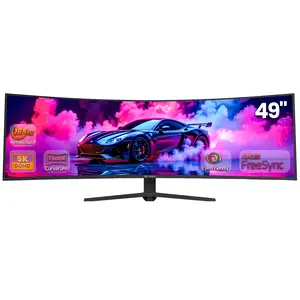 CRUA 49" Curved Gaming Monitor | DQHD(5120 * 1440), 144Hz/165Hz, 1500R, 32:9, AMD FreeSync, 120% sRGB, Height Adjustable Ultra-Wide Computer Monitors, HDMI 2.1 & DP 1.4, Wall Mount Install- Black