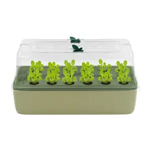 Vego Garden EZ Leafy Planter Self-Watering Indoor Planter Box with Reservoir Humidity Dome Soil-Based Countertop Garden Kit for Leafy Greens Lettuce Spinach Herbs - Breathable Planting Container