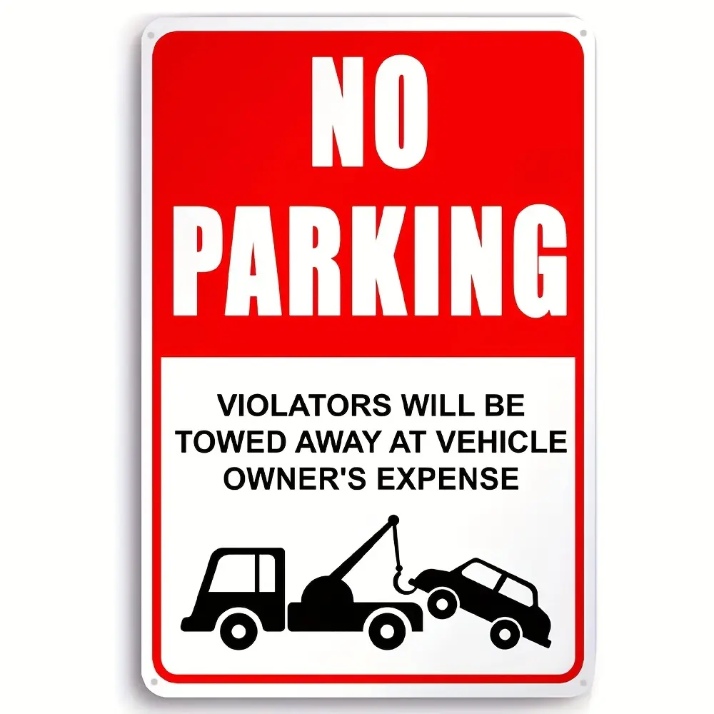 No Parking Metal Sign Weatherproof Aluminum Easy Mounting Violators Will Be Towed Away At Vehicle Owners Expense Metal Warning Sign Outdoor Use, 8x12in