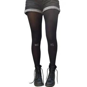 Custom Rhinestone Text Tights on Opaque 50 Denier
