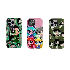 Powerpuff Girls Cartoon Phone Case,green Shockproof Protective Cover,Durable Design Compatible for iPhone 17 Pro Max 16/15/14/13/12/11 Pro Max Plus and for SamsungS25,S24,S23,S22,Aesthetic phone Cover,buttercup smartphone Protection cover