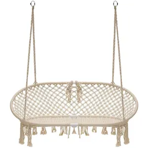 Macramé Double Bench Swing - Perfect Cozy Spot for Two - Outdoor Patio Furniture