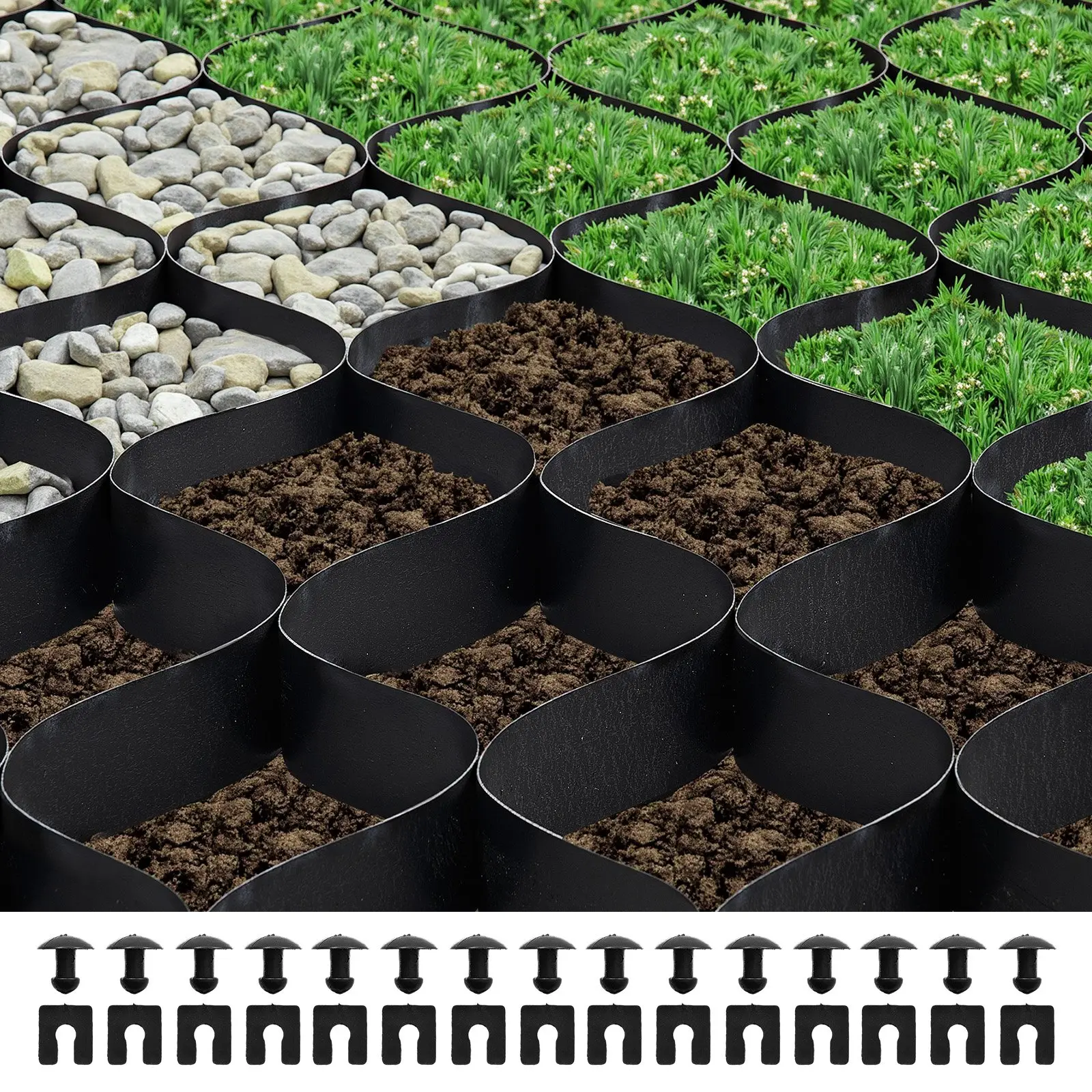 VEVOR Ground Stabilizer Geo Grid, 2-in Depth Honeycomb Mesh, 26.87x3.94 FT/8200x1200 mm Single Roll, 1885 LBS per Square Inch Permeable Recyclable HDPE Drain, DIY Users Driveway Stabilization for Garden, Permeable Drain