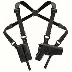 High-Quality Vertical Concealed Shoulder Holster — Genuine Leather, Adjustable, Comfortable to Wear, and Offers Excellent Concealment; Specifically Designed for 1911 and Glock models.