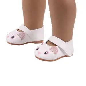 Cute Bunny Shoes for 18 Inch Dolls, Casual Fashion Footwear, Perfect Birthday Gift or Holiday Toy Present, Adorable Design