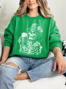 Shamrocked Skeleton ~ Unisex Crewneck Sweatshirts Printed in the USA