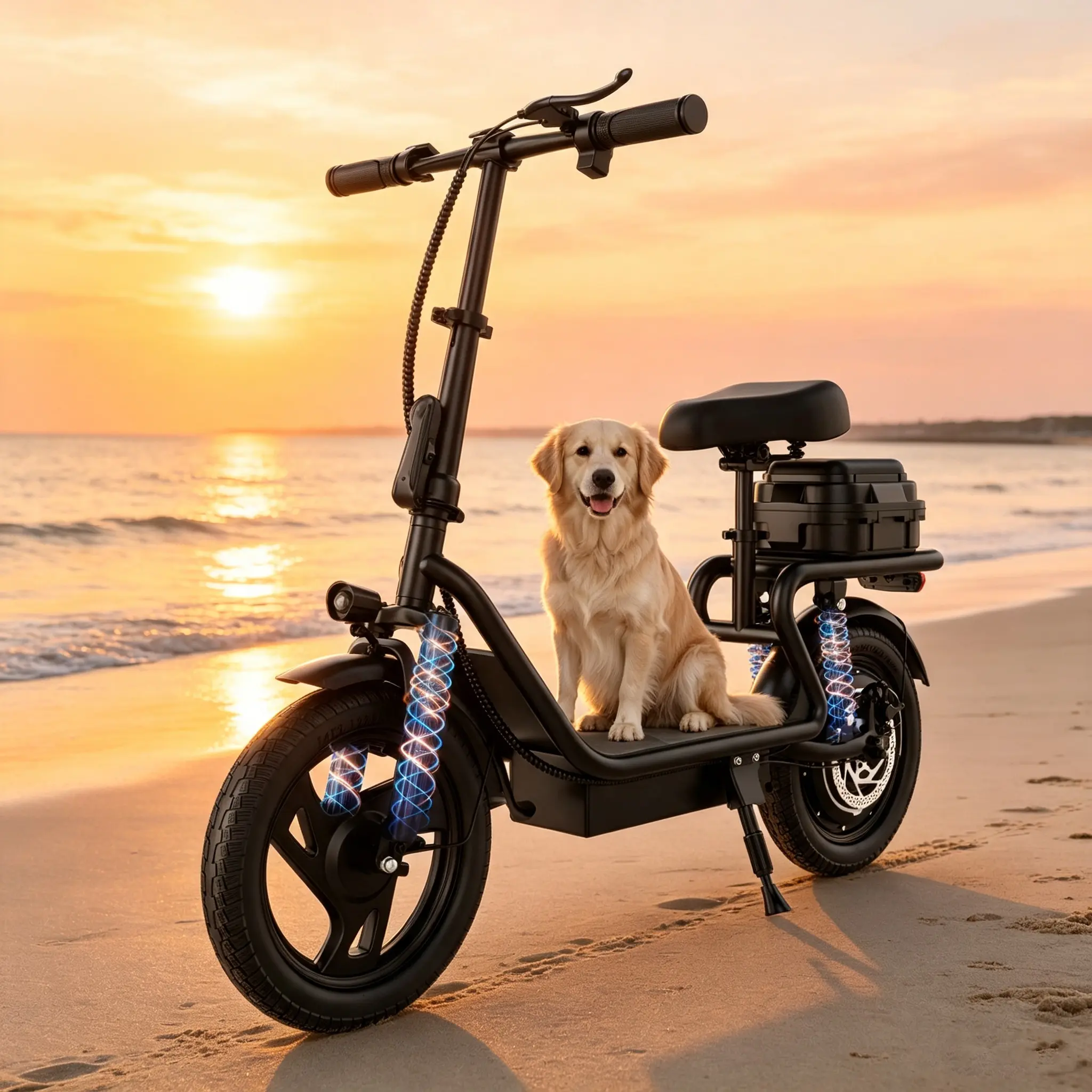 Adult Foldable Electric Commuter Scooter with Seat, 350/500W Brushless Motor, 48V 10.4Ah Battery, Up to 49 mi Range, 19/22 MPH Top Speed, 14" Tires, Dual Suspension, LCD Display, Rear Basket, 265 lbs Load Capacity tiktokshopbacktoschool shock