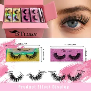54 Pairs Ultra-Soft False Eyelashes 18mm Faux 3D Mink Lashes Dramatic Natural Look Flirty Cat Eye Wispy Lashes Easy-to-Apply Reusable Pack by BTLLSSH