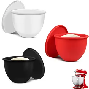 5qt Silicone Mixing Bowl with Reusable Spout and Lid, Round Proofing Bowl, Dishwasher & Microwave Safe, Non-Stick Easy Clean Design, Compatible with Stand Mixers