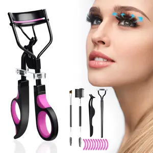 SORLINA Eyelash Curler Set with Comb Stainless Steel Ergonomic Design for Natural Curl – Fits Most Eye Shapes – Includes 10 Extra Silicone Pads – Gentle Eye Makeup Tool for Women