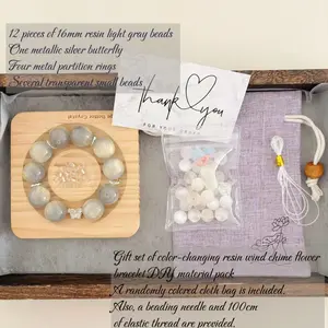 DIY Bracelet Making Kit, Includes 12pcs 16mm Resin Beads, Silver Color Metal Spacers, Butterfly Charm, Transparent Spacer Beads