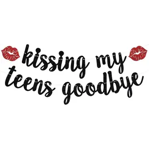 Kissing My Teens Goodbye Banner, Happy 20th Birthday Decorations, Funeral for My Youth/20&Fabulous, Happy 20 Years Old Birthday Anniversary Party Decoration Supplies