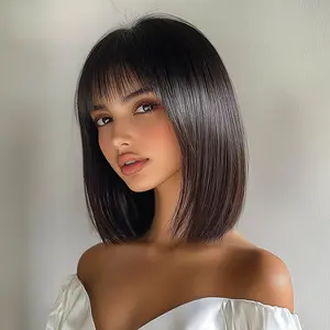 SMILCO/8-inch | Cool Brown | Straight Hair with hair bangs | SM7252